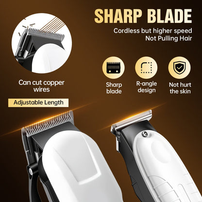 Hair Clippers & Trimmers White Grooming Set with LCD Screens, USB-C Charging and One, Two or Three Pieces