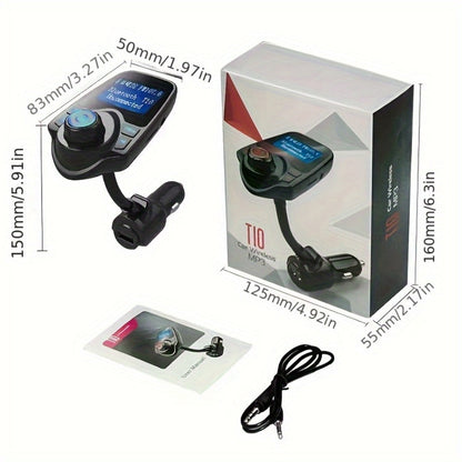 Bluetooth 5.0 Car FM Transmitter Adapter Hands-Free Calling Dual USB Quick Charge Car MP3 Player Wireless Car Kit for iPhone Android Music Streaming