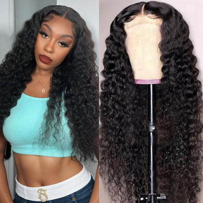 Jerry Curl Human-Hair Lace Closure Wig in Black with 14, 16, 18, 20 or 24-Inch Length Options