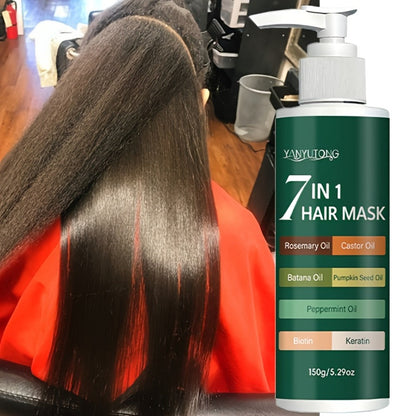 150g 7-in-1 Hair Mask in Green Pump Bottle with Rosemary, Batana, Peppermint and Pumpkin Seed Oils