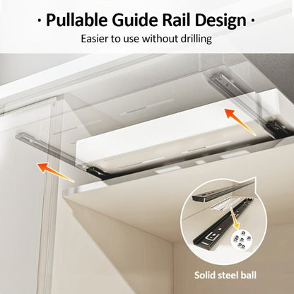 Expandable Pull-Out Cabinet Shelf with Adjustable Width, 16.5- or 21-Inch Depths and Black or White Pack Options