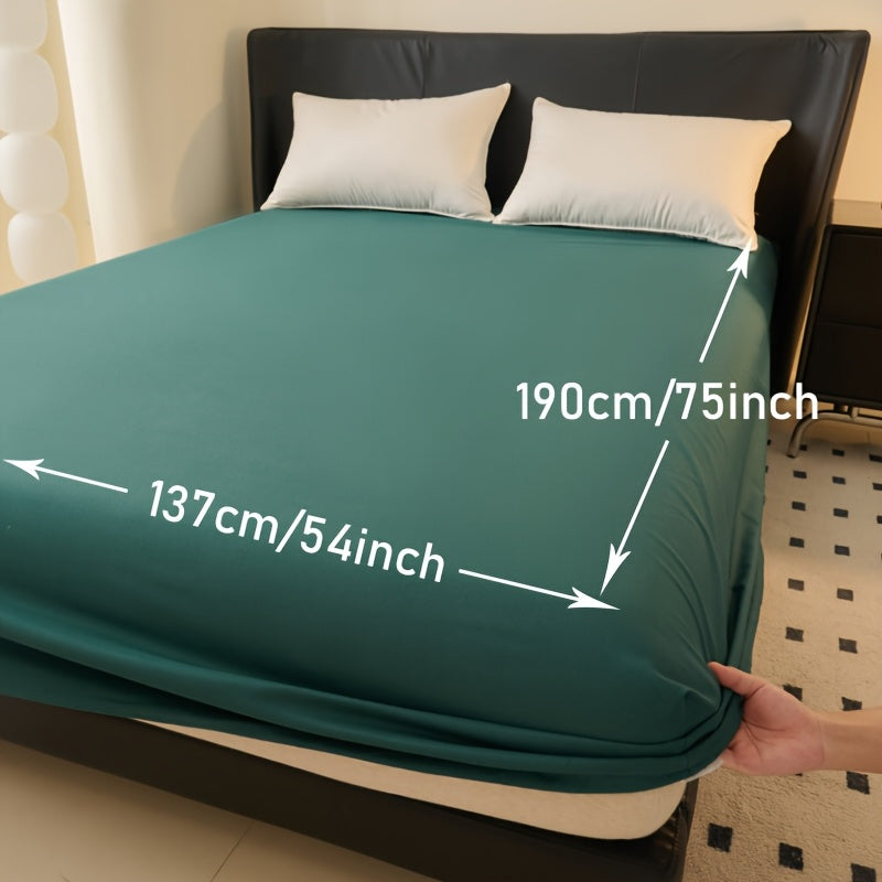 Waterproof Solid-Color Fitted Sheet with 11.8-Inch Pocket, Six Colors and Twin to King Sizes