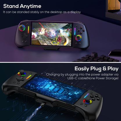 Telescopic RGB Gaming Controller Grip, Model NT197B with Dual Vibration and Switch or Switch OLED Fit