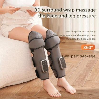 Light Gray Air-Compression Knee Wrap with Three Massage Modes, Three Heat Levels and Extension Strap