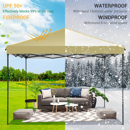 10x10ft Pop-Up Canopy Tent with Four Removable Sidewalls, Mesh Windows and Five Color Options
