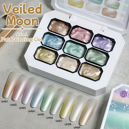 4-in-1 Pat Ombre Gel Nail Polish 9 Colors Gradient Stamping Painting Rub Powder – Solid Varnish for DIY French Manicure & Salon Nail Art, Chrome Glitter Effect for Women by UR SUGAR