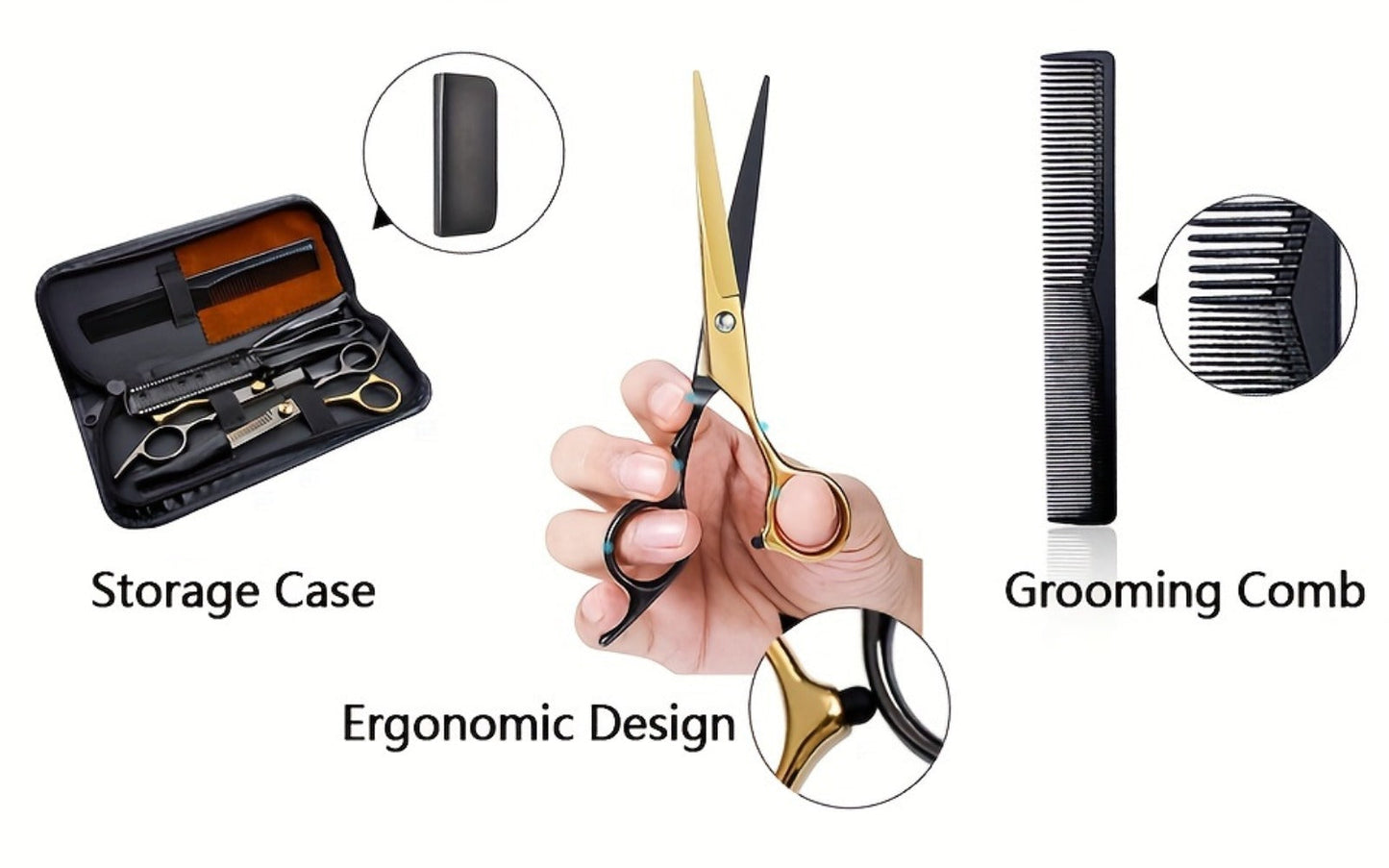 13-Piece Hair Cutting Scissors Kit with Straight and Thinning Shears, Combs, Cape and Storage Case
