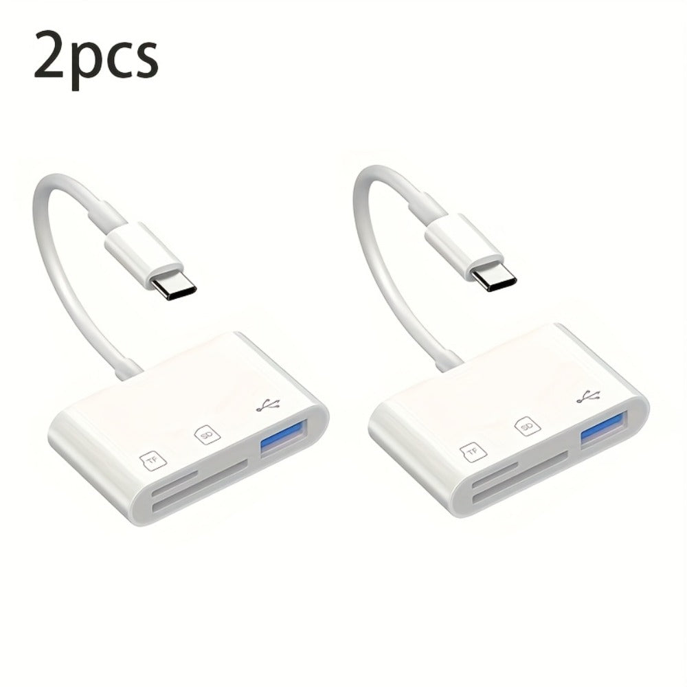 USB-C OTG SD Card Reader Adapter 2-Pack, Type-C to SD & Micro SD/TF Memory Card Reader for iPhone