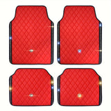 Red PU leather embroidered rhinestone crown foot pad