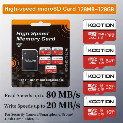 A1 C10 U1 Micro SD Card 5 Pack TF Memory Card 90MB/s High Speed 128MB to 128GB SDXC for Security Camera Drone Dash Cam Smartphone Tablet PC – Red & White Available