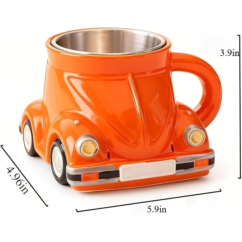Sports-Car-Shaped Coffee Mug with Silver-Tone Interior, Door-Style Handle and Six Body Colors