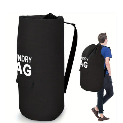Large Laundry Bag Backpack with Adjustable Shoulder Strap | Foldable Portable Laundry Basket Machine Washable | Space Saving Hamper for Travel College Dorm Home Storage