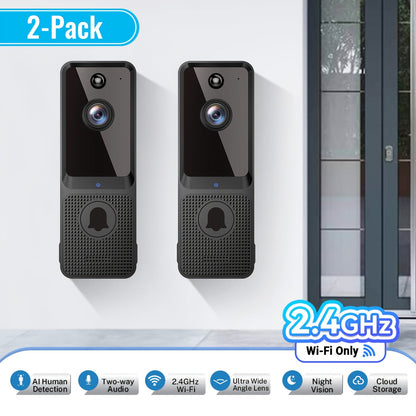 166° Wide Angle Video Doorbell 720P 2.4G 5G Dual-Band WiFi, Color Night Vision, AI Vehicle & Person Detection