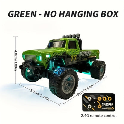 Remote Control Car, 1:64 Scale Alloy Mini Off-Road Truck with 2.4GHz Control, Shock Suspension, Running Lights and Five Colors