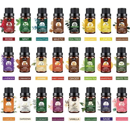 Floral and Fruity Fragrance Oil Gift Set with Choice of 12 or 24 Mini 5ml Bottles for Diffuser Use