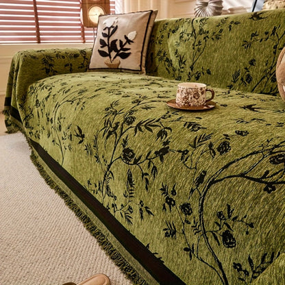Sofa Cover Chenille Thickened Non-Slip Couch Slipcover Floral Pattern for Living Room Office Pet-Safe All-Season — 1 2 3 4 Seater Sizes