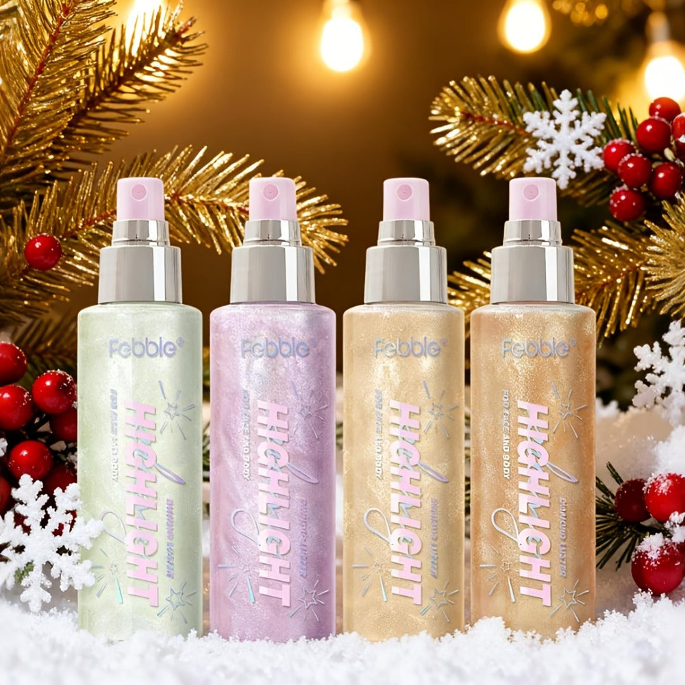 Body Glitter Spray Shimmer extended-wear Lightweight Non Greasy Luminous Radiant Glow for Body Face Hair Women Festival Party Everyday