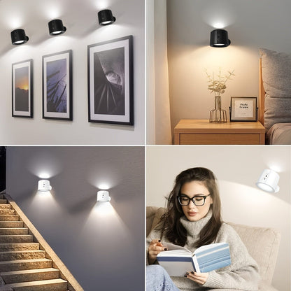 Magnetic LED Wall Sconce with 360-Degree Rotation, Three Color Temperatures and One or Two-Light Options