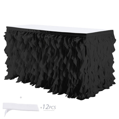 Six-Foot Curly-Willow Tulle Table Skirt with Twelve Color Options and Pictured Attachment Strips