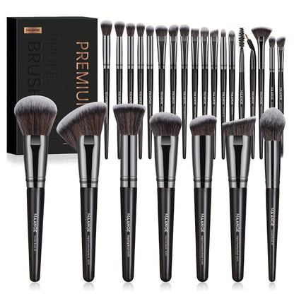 Makeup Brush Set, 25-Piece Synthetic Bristle and ABS Handle Collection with Face-Eye Brush Shapes and Gift Box