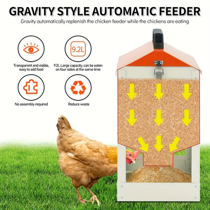 Chicken Feeder Stainless Steel 20 lbs Visible Window Portable Handle with 1 Exact Source Checkout Option