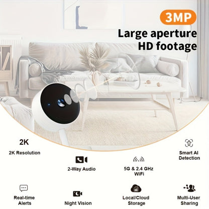 Security Camera 3MP CW1303 Card-Style Indoor Model with Dual-Band WiFi, Infrared Night Vision and Two-Way Audio