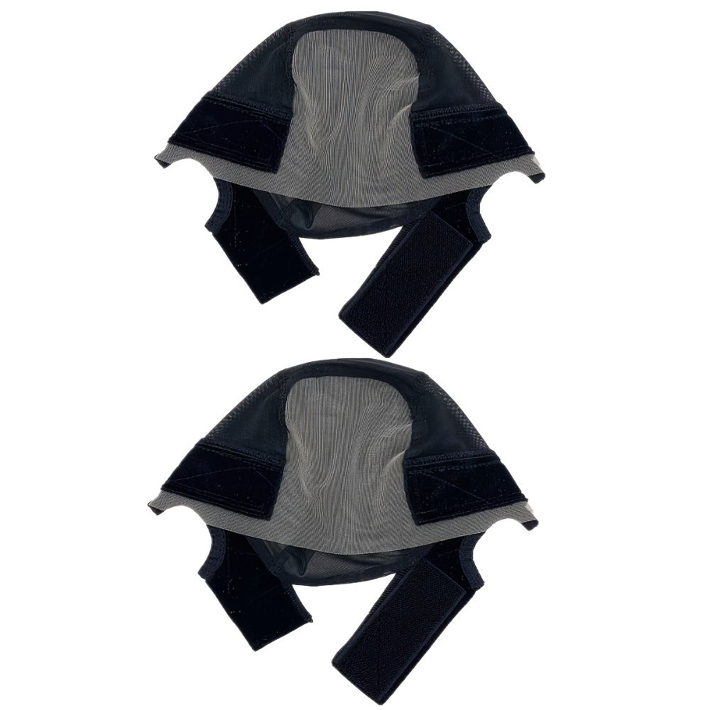 Wide Lace Wig Grip Caps, Two-Piece Set with Ear Cutouts and Adjustable Straps in Brown, Black or Beige