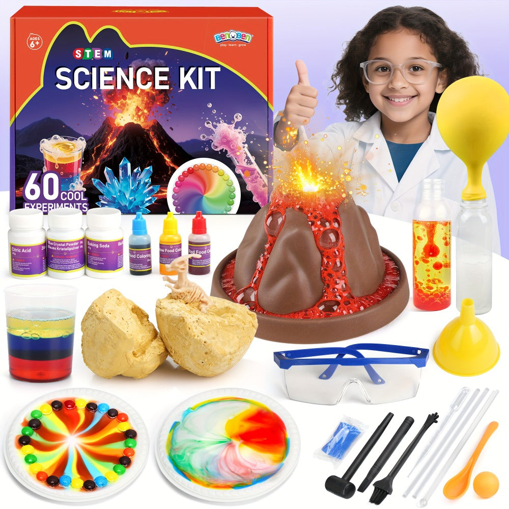 STEM Science Kit for Kids Ages 6-12 – 60 80 105 Lab Experiments, Chemistry Set with Crystal Growing & Chemical Reactions, Educational Science Toy Gift for Boys Girls 6 7 8 9 10 11 12 Year Old