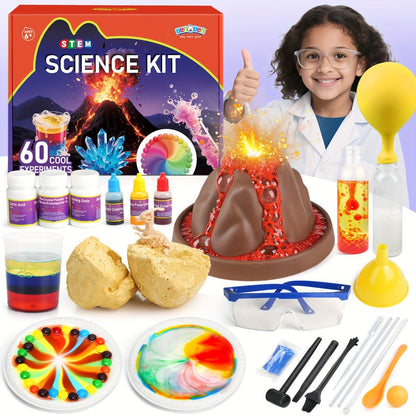 STEM Science Kit for Kids Ages 6-12 – 60 80 105 Lab Experiments, Chemistry Set with Crystal Growing & Chemical Reactions, Educational Science Toy Gift for Boys Girls 6 7 8 9 10 11 12 Year Old