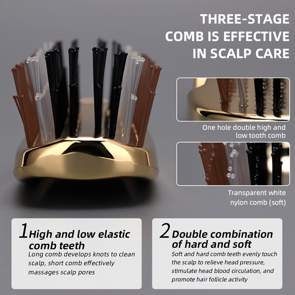 Air Cushion Detangling Hair Brush with Electroplated Finish and Flexible Pins in Three Color Options