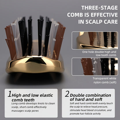 Air Cushion Detangling Hair Brush with Electroplated Finish and Flexible Pins in Three Color Options