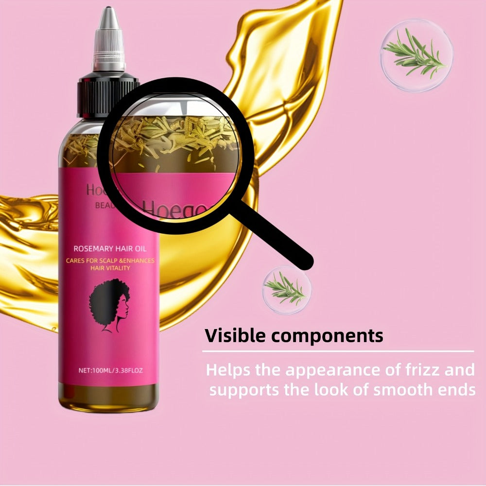 Hair Oil Hoegoa Rosemary Two-Bottle 100ml Gift Set with Pointed Applicators for Hair and Scalp Application