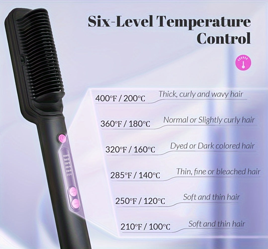 Hair Straightener Brush for Home and Travel and Salon Hair Styling with Fast Heat-Up & Anti-Scald Protection