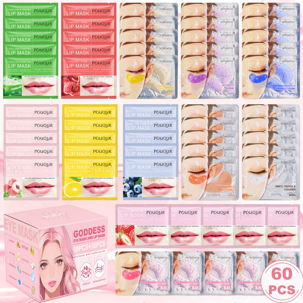 Rose Honey Strawberry Face Mask Set Eye Lip Masks Moisturizing Fruit Extract All Skin Types Skincare Gift Set 32pcs / 60pcs