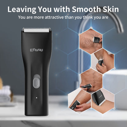 Ceramic-Blade Body Hair Trimmer with IPX7 Rating, LCD Battery Display and Black, Blue or White Housings