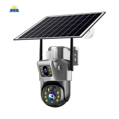 Security Camera Solar Dual-Lens Outdoor PTZ Model with Full-Color Night Vision, Two-Way Audio and TF Storage