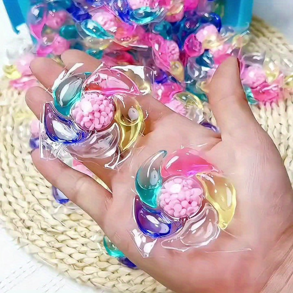 Laundry Detergent Pods, 50-Count Pack in a Clear Handled Storage Tub with Multicolor Pod Design