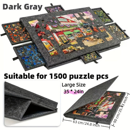 Jigsaw Puzzle Board with Drawers & Storage for 1000 & 1500 Piece Puzzles – Portable Non-Slip Puzzle Table Mat, Multiple Sizes & Colors, Perfect Gift for Puzzle Lovers & Adults