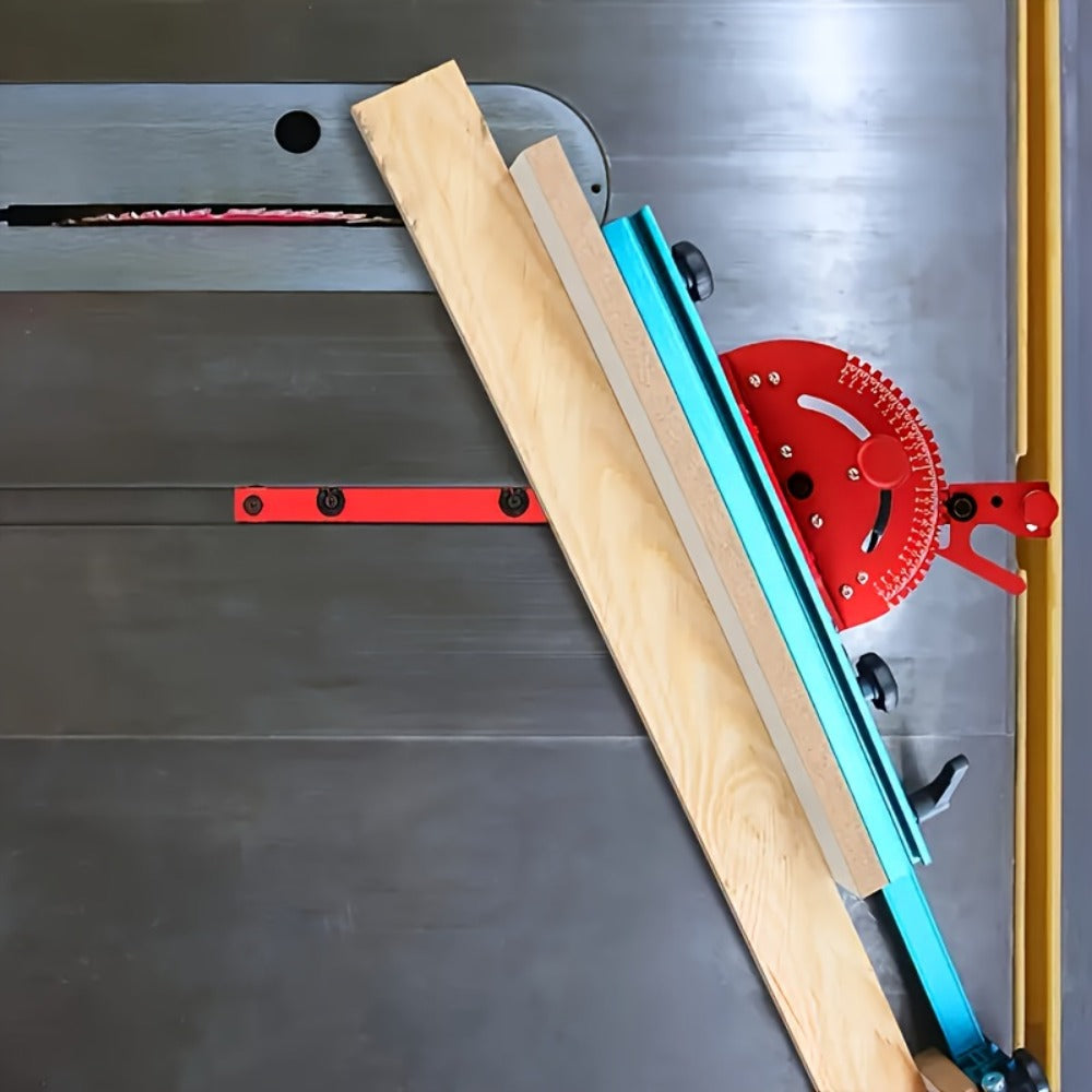 Adjustable Woodworking Miter Angle Gauge with 400 mm Fence and Black or Red Guide Rail Options