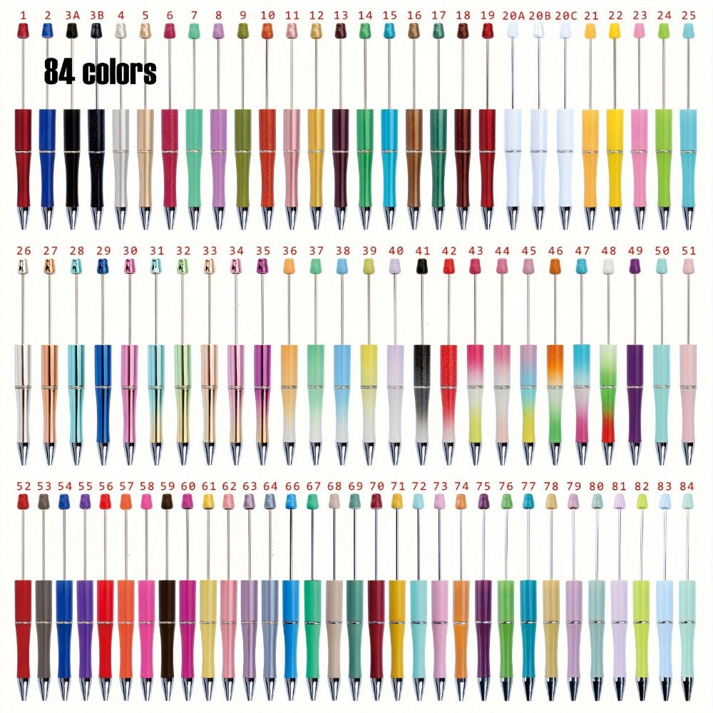 Bulk Beadable Ballpoint Pens with Black Ink, Assorted Random Colors and 40- or 60-Piece Options