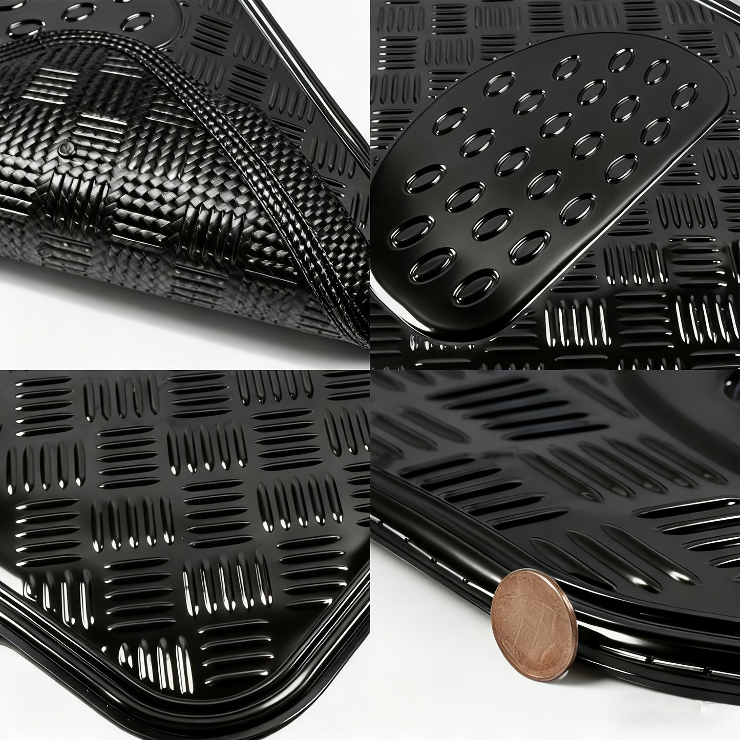 All-Weather Car Floor Mats Full Set, Metallic Chrome Non-Slip Heavy-Duty Universal Fit Floor Liners for Cars SUVs Trucks, Front & Rear Shiny Automotive Carpet Protection in 6 Colors