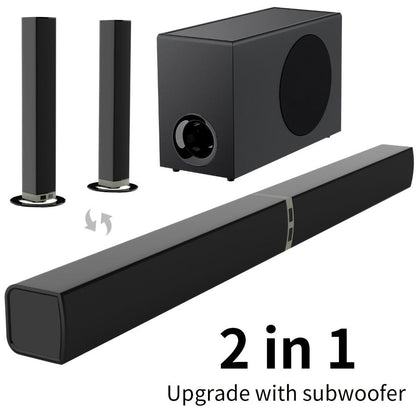 2-in-1 Separable TV Soundbar with Subwoofer – Surround Home Theater Sound Bar for Smart TV, ARC, Optical & AUX Connection, DSP Technology, Infrared Remote Control, Wireless Speaker System