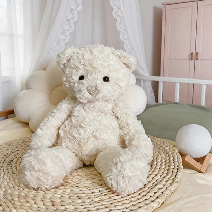 Stuffed Animal White Teddy Bear with Loving Heart Detail, Kawaii Theme and One Source Style