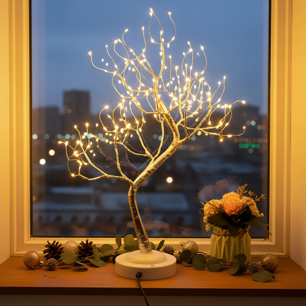 LED Bonsai Tree Light Tabletop Fairy Tree Lamp 108 LEDs 8 Lighting Modes Timer 20 Inch White for Entryways, Bedrooms and Living Spaces
