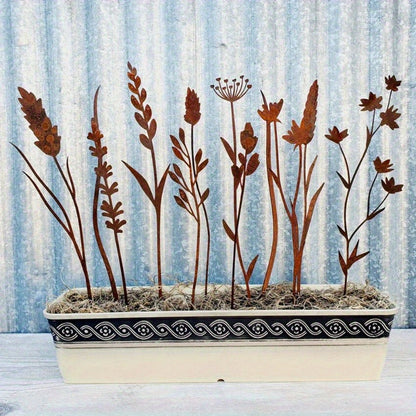Metal Flower Stems | Rusty Wild Bouquet Vase Outdoor Garden Decor