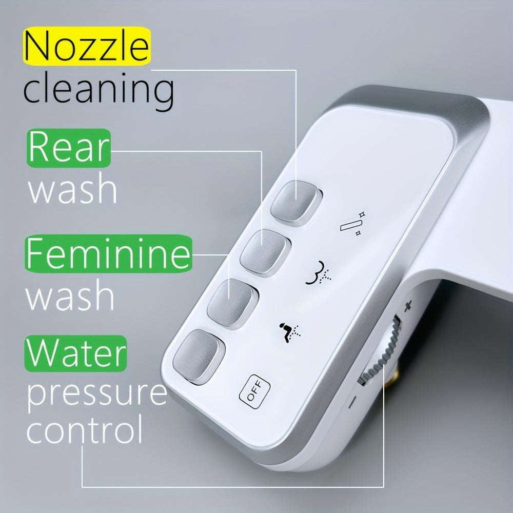 Non-Electric Bidet Toilet Attachment with Rear Wash, Adjustable Pressure and Brass T-Adapter