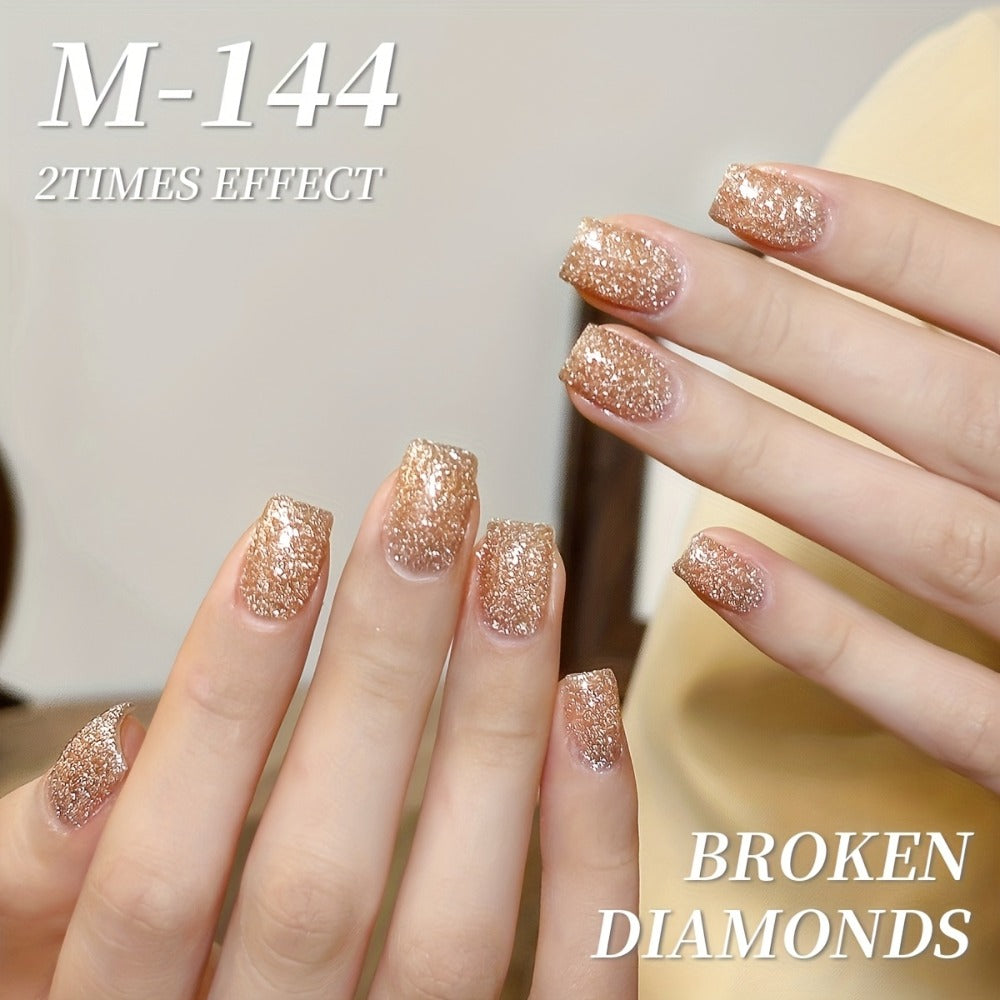 Gel Nail Polish – Glitter Set 5 Colors Pastel Sparkling Diamond Shimmer – Soak-Off LED UV Semi-Permanent Gel Varnish Photo Frame Bottle…