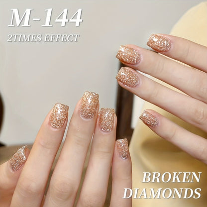 Gel Nail Polish – Glitter Set 5 Colors Pastel Sparkling Diamond Shimmer – Soak-Off LED UV Semi-Permanent Gel Varnish Photo Frame Bottle…