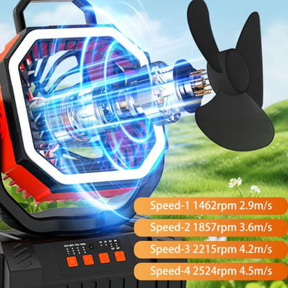 Camping Fan 20000mAh Tabletop and Hanging Fan with 4 Speeds, 13-59 Hour Labeled Runtime, LED Ring and Remote