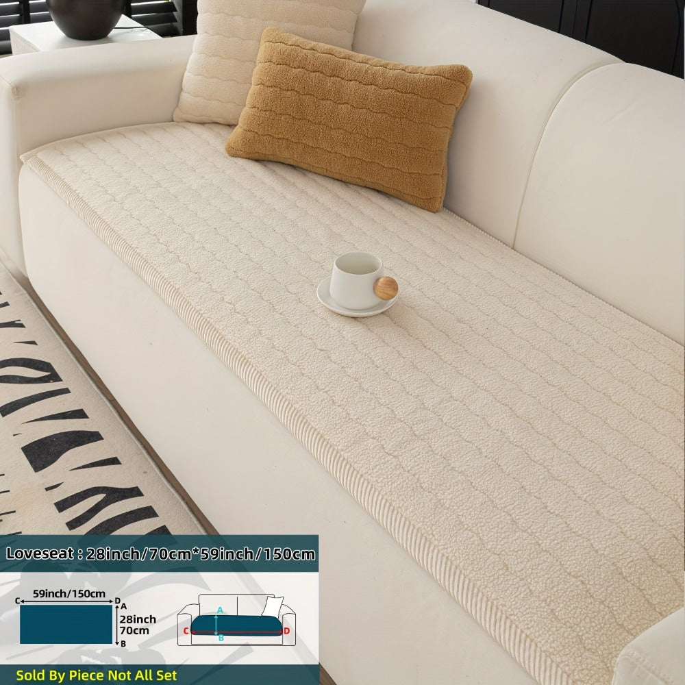 Sofa Cover Bohemian Short-Plush Quilted Panels for Armrest, Backrest and 2 to Large 4-Seater Sofas